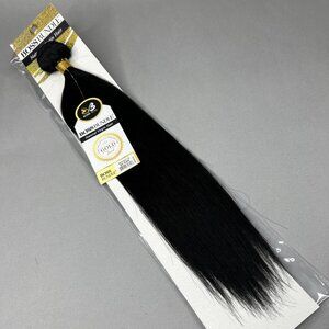 18” Natural Black Boss Bundles Yaki Straight 100% Human Hair Track Extensions